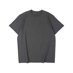 Summer Dark Grey Solid Color Short Sleeve T-shirt