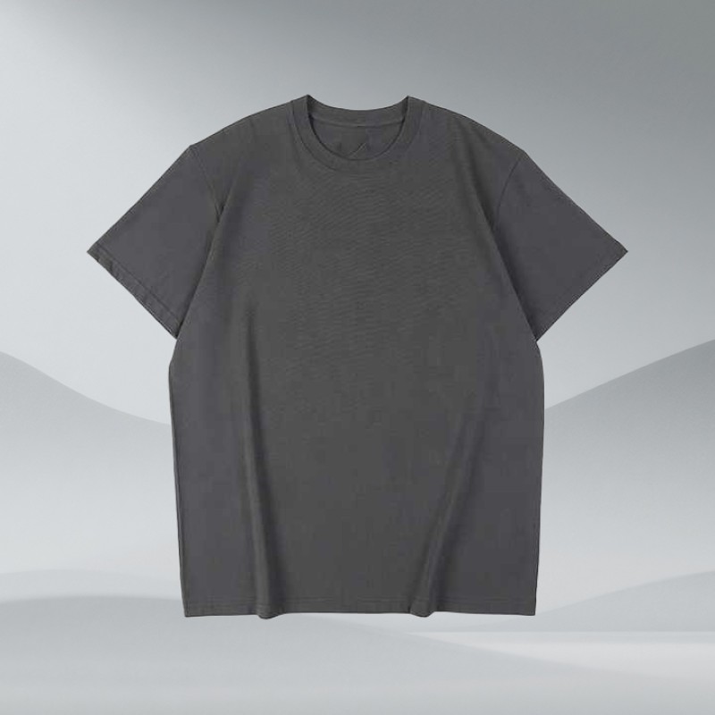 Summer Dark Grey Solid Color Short Sleeve T-shirt