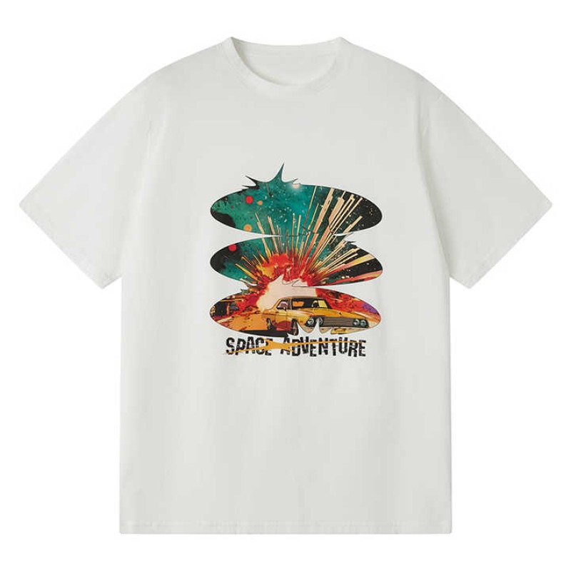 Printed Unisex T-shirts Cotton Plain White Tee Shirts Casual Short Sleeves