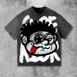 100 Cotton Oversized Tshirt Men Printing Acid Wash...