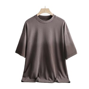 Men's Distressed Tee 100% Cotton Crew Neck Heavywe...
