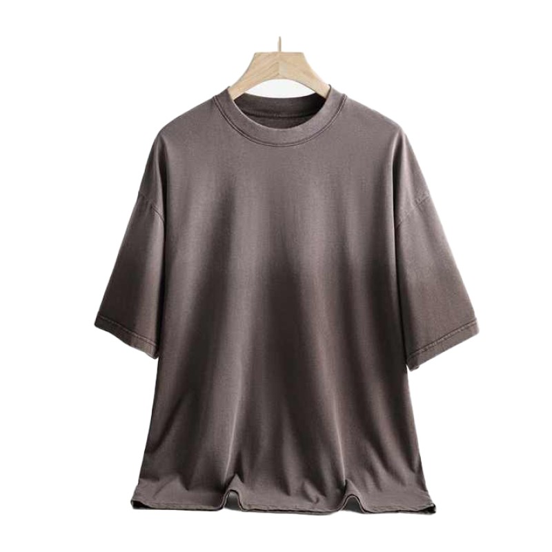 Men's Distressed Tee 100% Cotton Crew Neck Heavyweight Acid Wash Tshirt