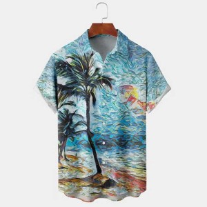 New Trendy Men's Vintage Short Sleeve 3D Printed C...