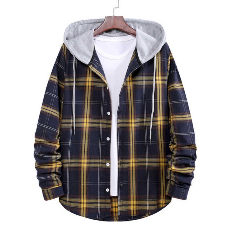 Manufacturer Designer Loose Plaid Men Hoodies Shirts