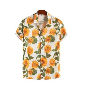 No Minimal Hawaiian Shirt for Men Vacation Tropica...