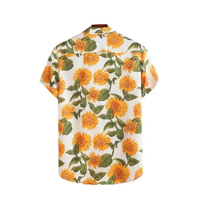 No Minimal Hawaiian Shirt for Men Vacation Tropical Beach Shirts Short Sleeve