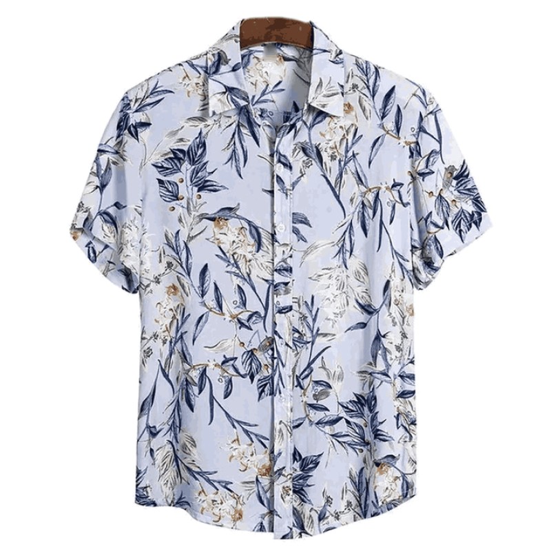 Service Men Clothing Hawaiian Shirts Short Sleeve Turn Down Collar