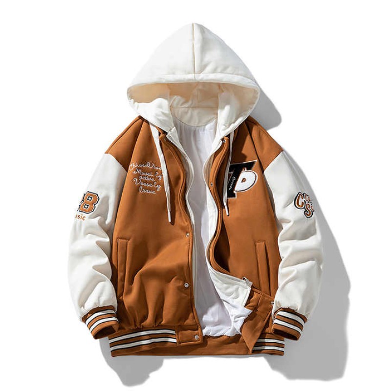 Men's Autumn&Winter Warm Hooded Jacket Fashion Casual Baseball Bomber Jacket