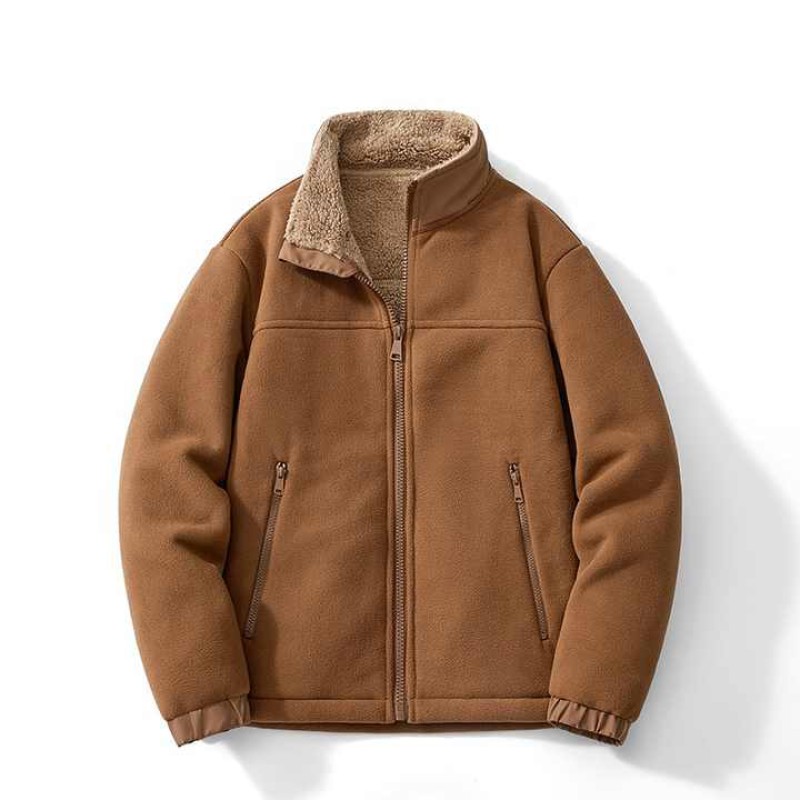 Winter Men's Fleece Coat Polar Casual Jacket Stand Collar