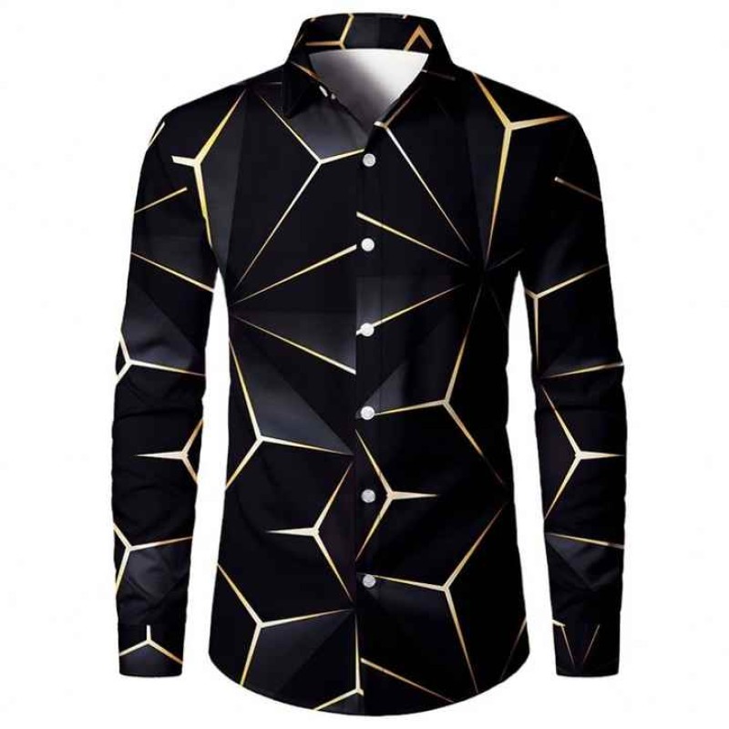 Fashionable Luxury Men's Long Sleeve Office Formal Casual Lapel Simple Shirt