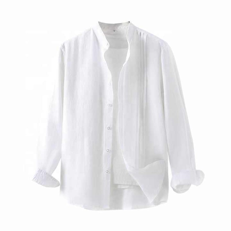 Breathable Soft Men's Pure Linen Casual Daily Wear Long Sleeve Shirt