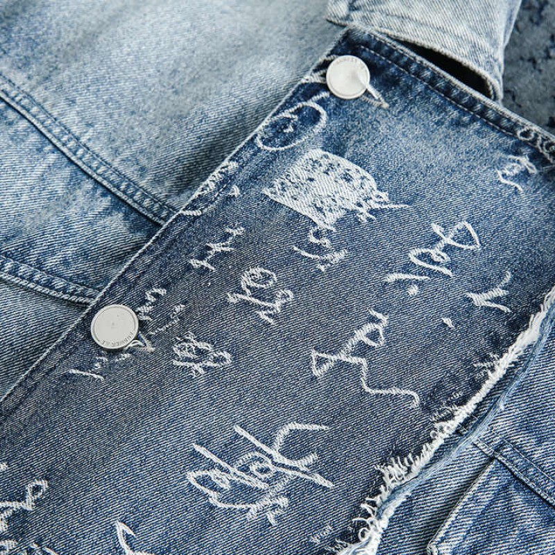 Men's Retro Vintage Style Streetwear Coat Loose Washed Denim Jacket