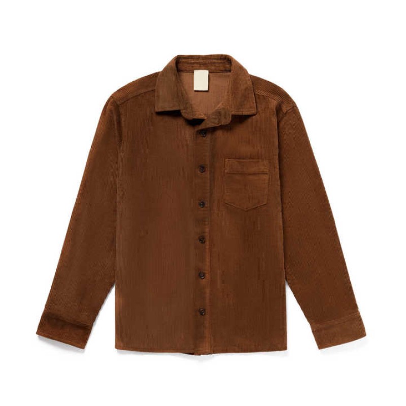 Men's Casual Pure Cotton Large Size Lapel Corduroy Patchwork Shirt