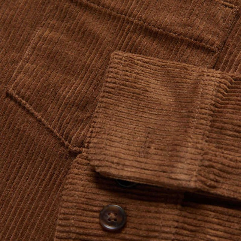 Men's Casual Pure Cotton Large Size Lapel Corduroy Patchwork Shirt