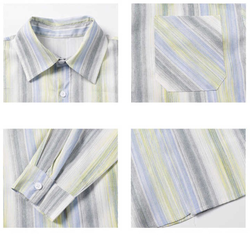 Spring Casual Loose Long Sleeve Shirt Men's Large Size Colorful