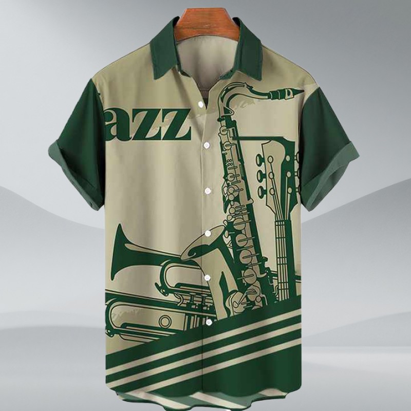 Men's Hawaiian Tropical Floral Print Summer Beach Shirt