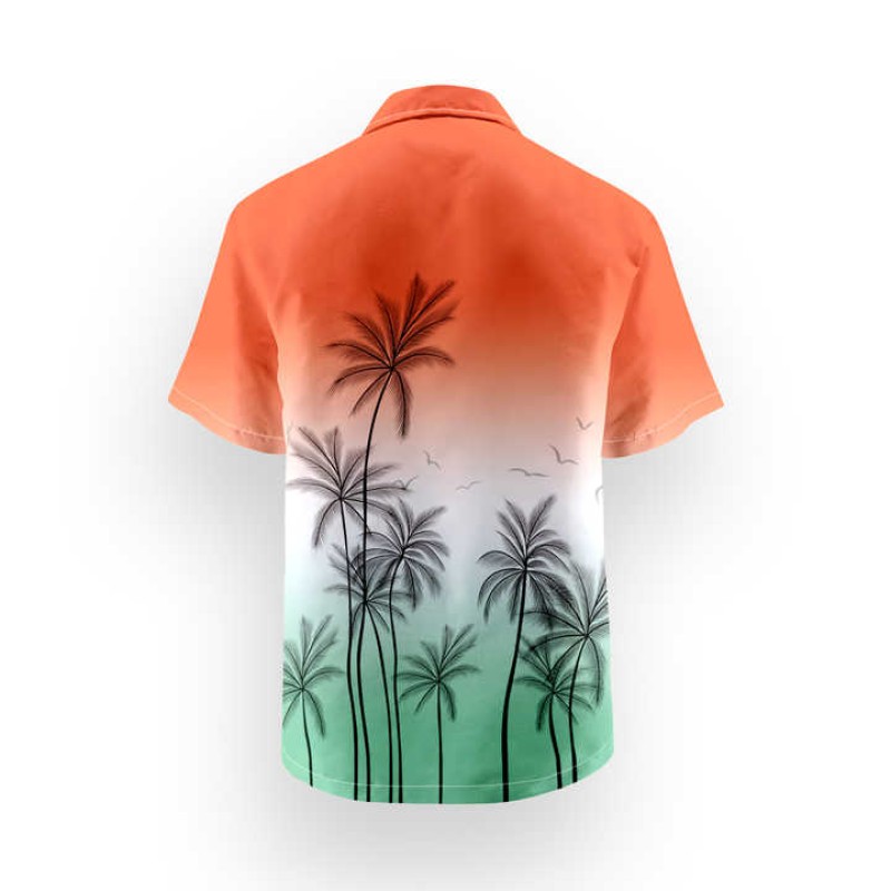 Floral Hawaiian Single Breasted Short-Sleeve Anti-Wrinkle Breathable Woven