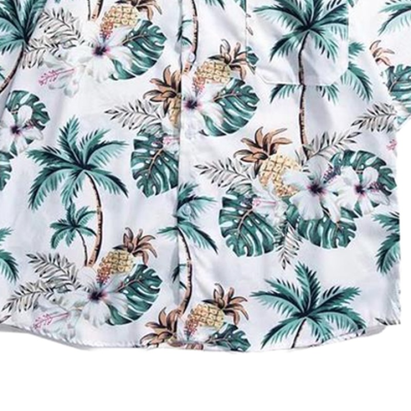 Beach Casual Cool Trendy Couple Shirt Hawaiian Print Loose Short Sleeved Men's Shirt