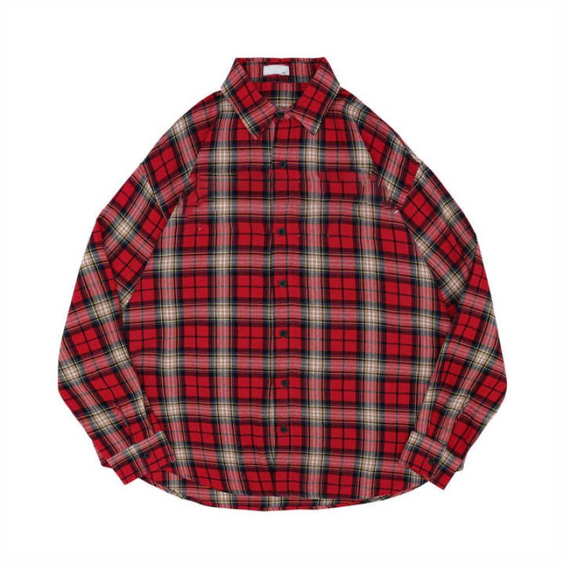 Men's Plaid Shirt Big Size 100% Cotton Autumn Long Sleeve Slim
