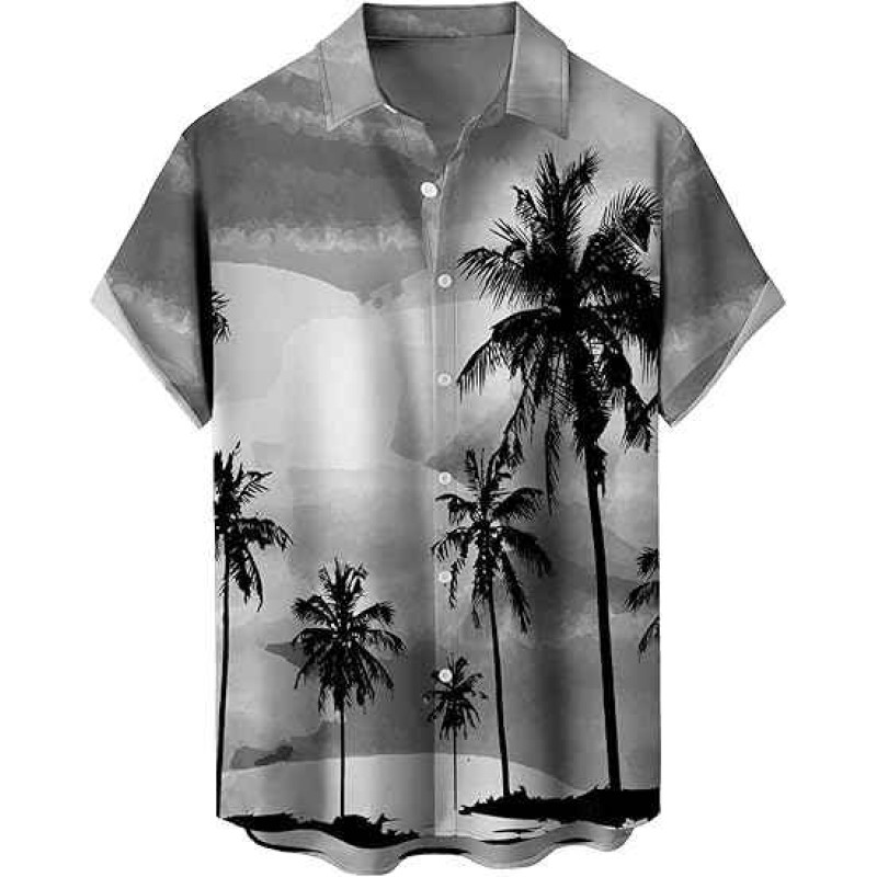 Hawaiian Printed Men's Casual Short-Sleeved Button-Up Shirt