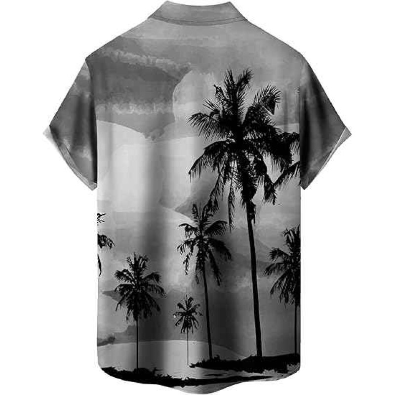 Hawaiian Printed Men's Casual Short-Sleeved Button-Up Shirt