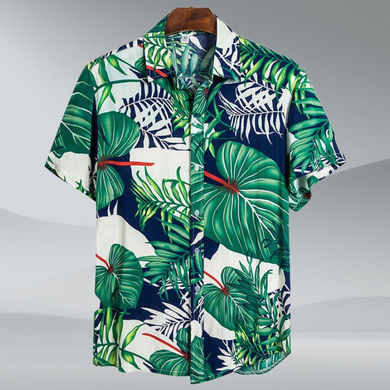 High Quality Stretch Elastic Vacation Casual Men Shirt Button Down Collar