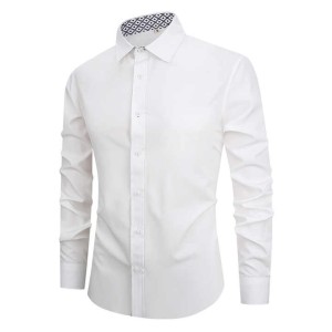 New Men's Shirt Solid Color Long Sleeve Men's Shir...