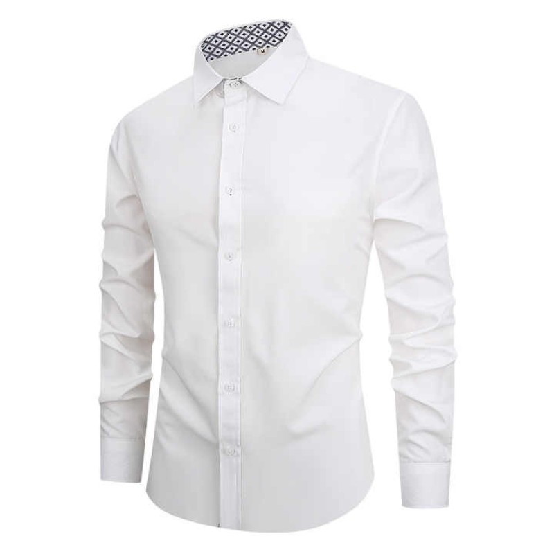 New Men's Shirt Solid Color Long Sleeve Men's Shirt