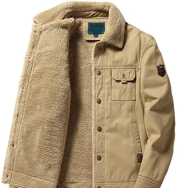 Men's Casual Winter Coat Fur Decoration Thick Velvet Leather Jacket