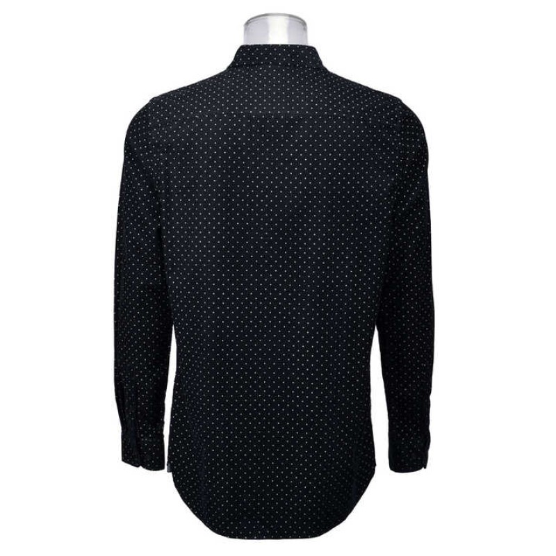 Men's Corduroy Long Sleeve Shirt Dot Pattern Printed Corduroy Shirt for Men