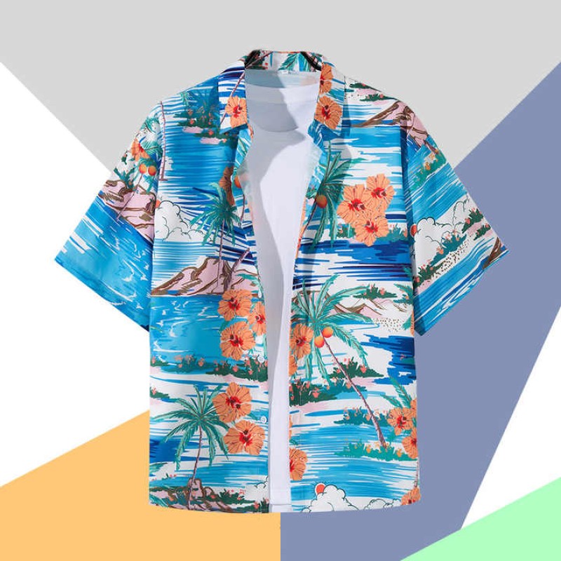 Vintage Ice Silk Floral Family Vacation Men Beach Shirt