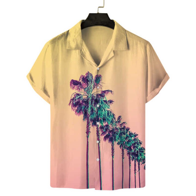 Men's Summer Tropical Beach Shirts Button Down Short Sleeve