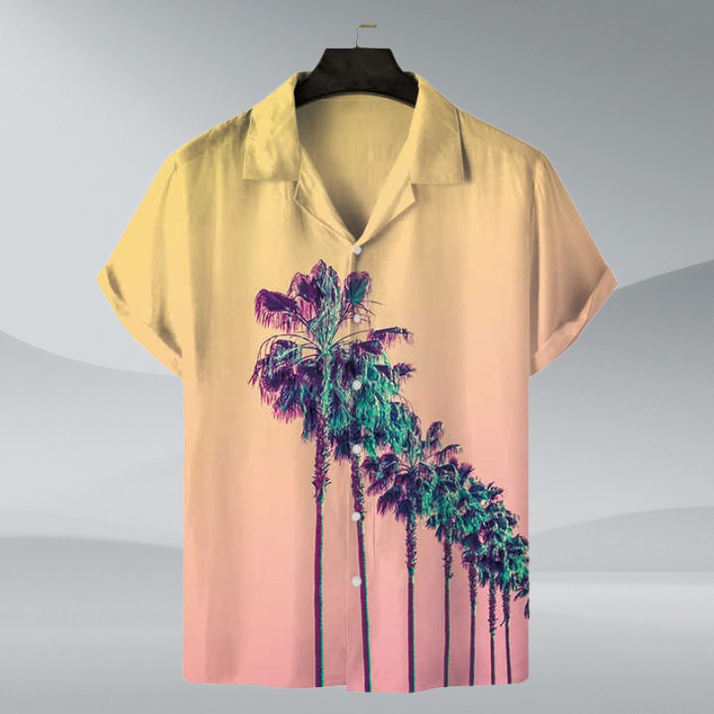 Men's Summer Tropical Beach Shirts Button Down Short Sleeve