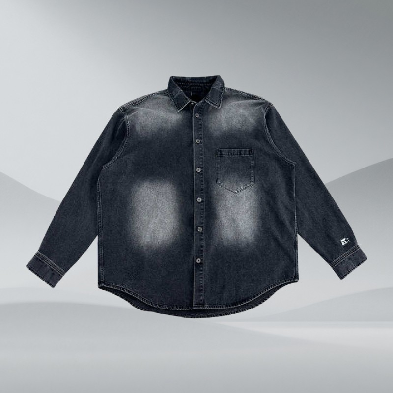Men'S Long Sleeve Black Shirts High Quality Polo Button up Shirts Cotton Casual Shirt