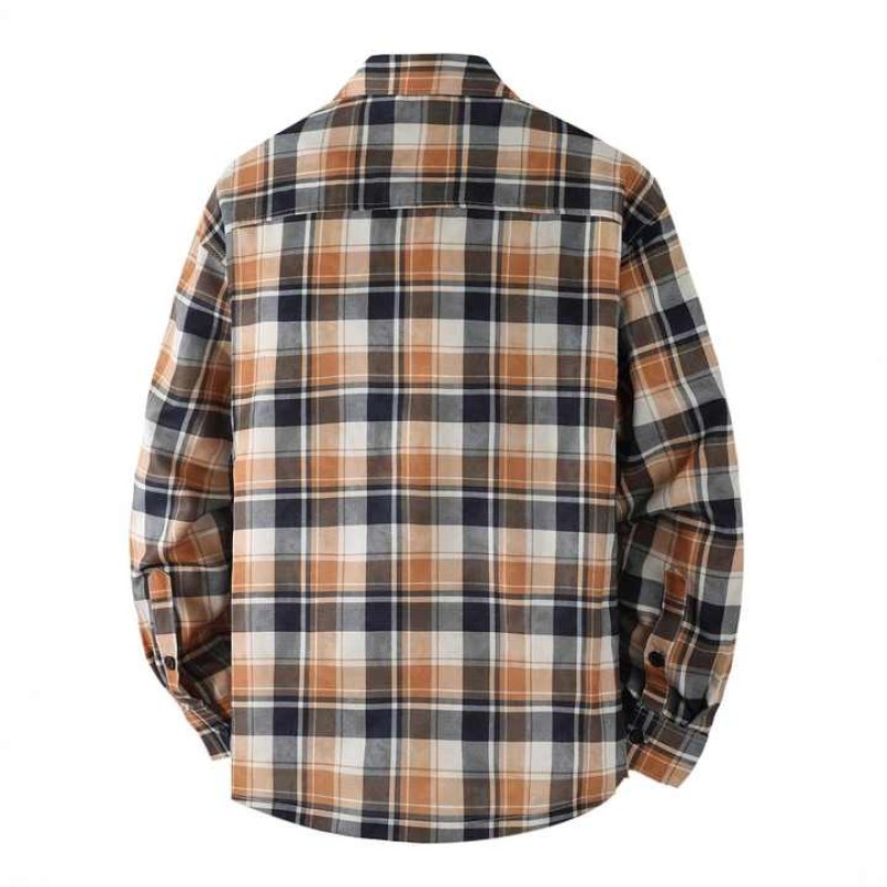 New Plaid Men's Long Sleeve Business Casual Shirt in Autumn Flannel Fabric