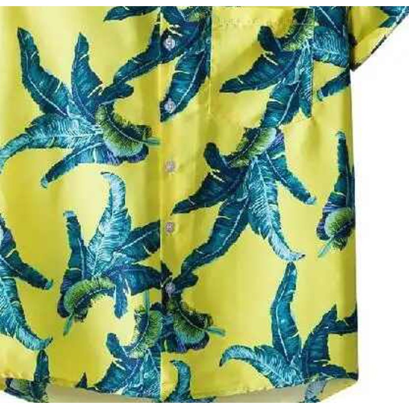 Mens Short Sleeve Hawaiian Shirt Digital Printing Beach Shirt Floral