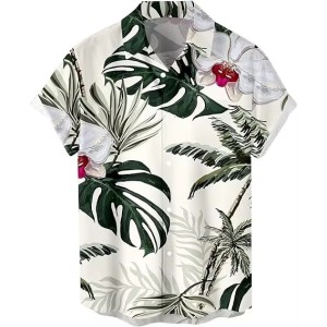 Men's Summer Casual Printed Shirt Breathable Knitt...