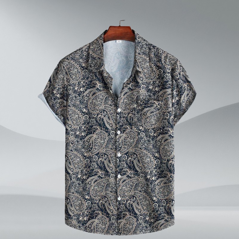 Summer Men's Beach Short Sleeve Floral Button Down Shirt Hawaiian Style Casual Shirt