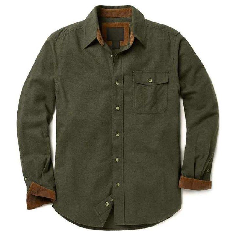 Men's Cotton Flannel Shirt Long Sleeve Casual Button up Plaid Shirt