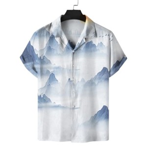 Floral Shirts Men Beach Wear Clothes Hawaiian Shir...
