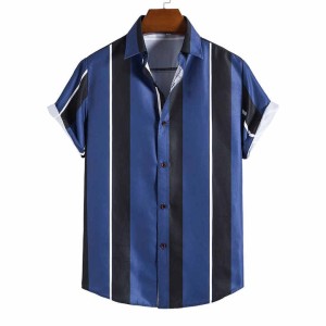 Hawaiian Shirt Harajuku Stripe Print Loose Fashion...