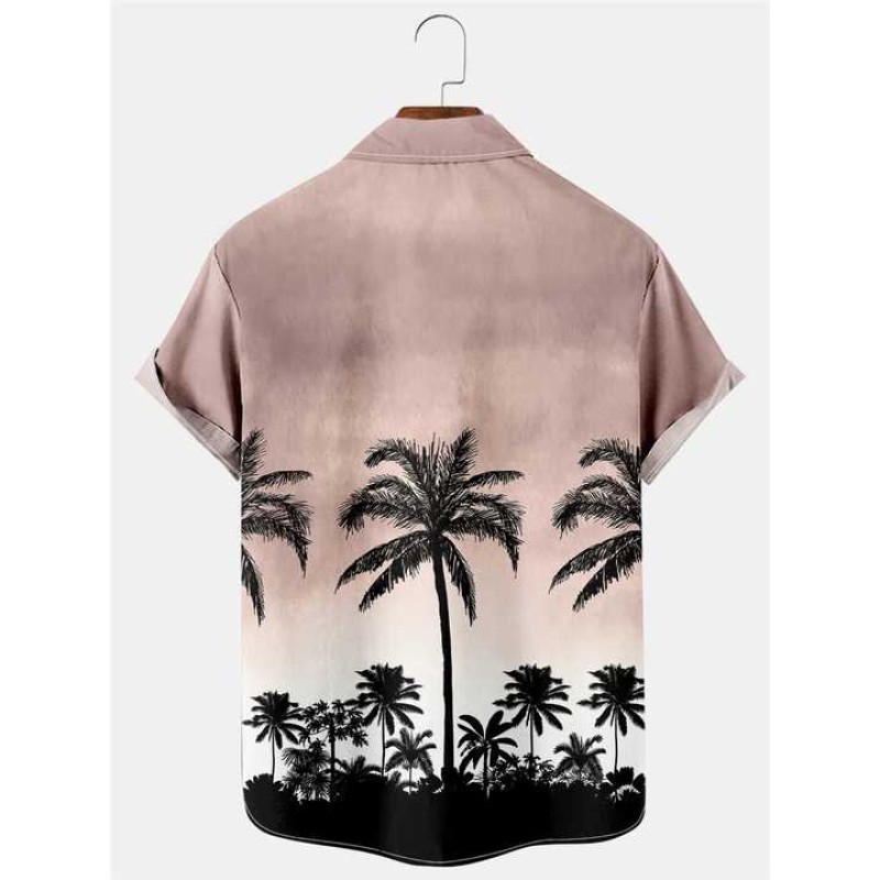 Fast Delivery Oversized Top Casual Print Beach Summer Palm Tree Mens Shirt