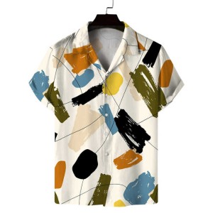 Men's Summer Floral Printed Beach Shirt Hawaiian S...