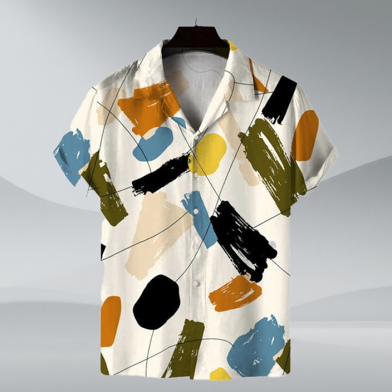 Men's Summer Floral Printed Beach Shirt Hawaiian Style Casual Short Sleeve