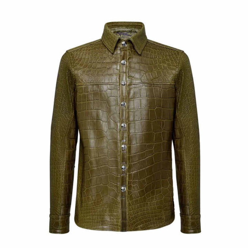 Best Men's Casual Shirts Breathable Solid Color Leather Style
