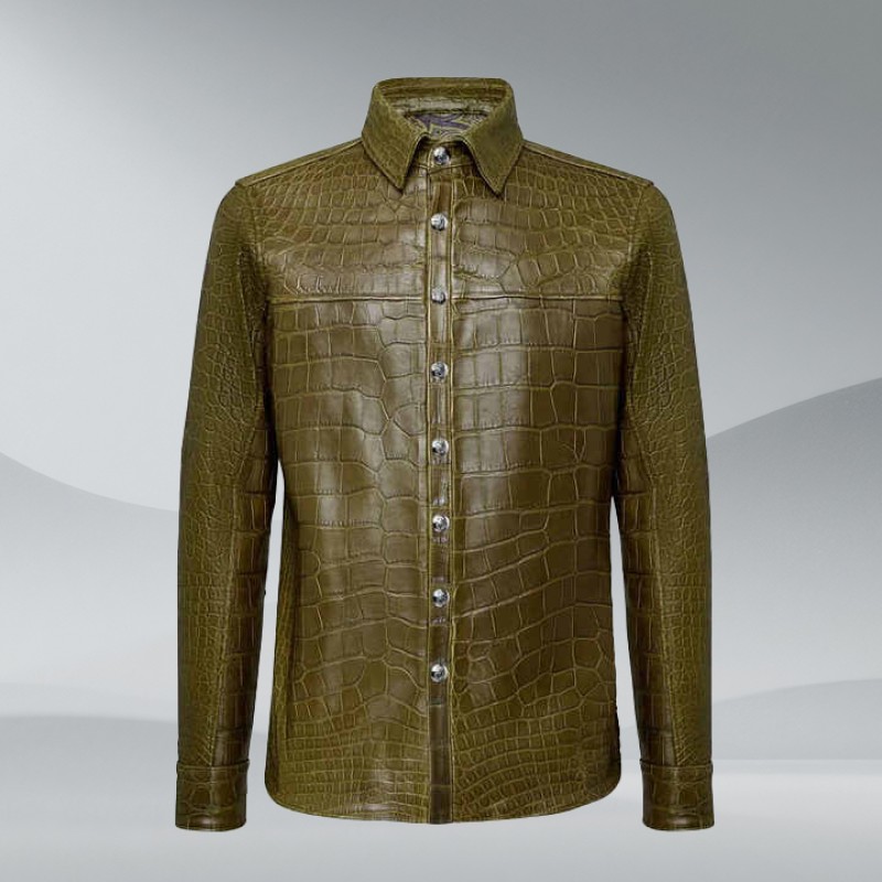 Best Men's Casual Shirts Breathable Solid Color Leather Style